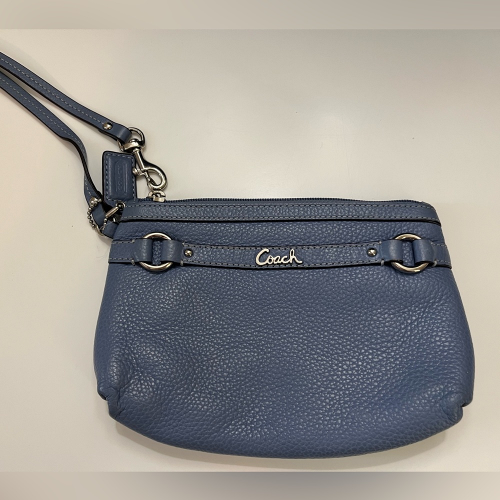 Blue COACH Wristlet